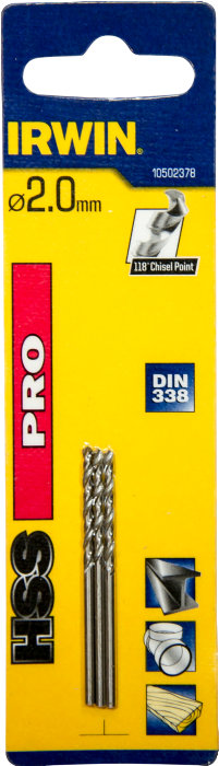 Irwin HSS Pro bor 2 mm 3 stk.